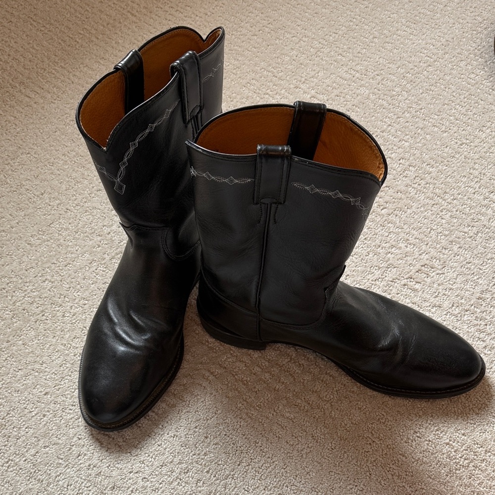 Black Leather Cowboy Boots